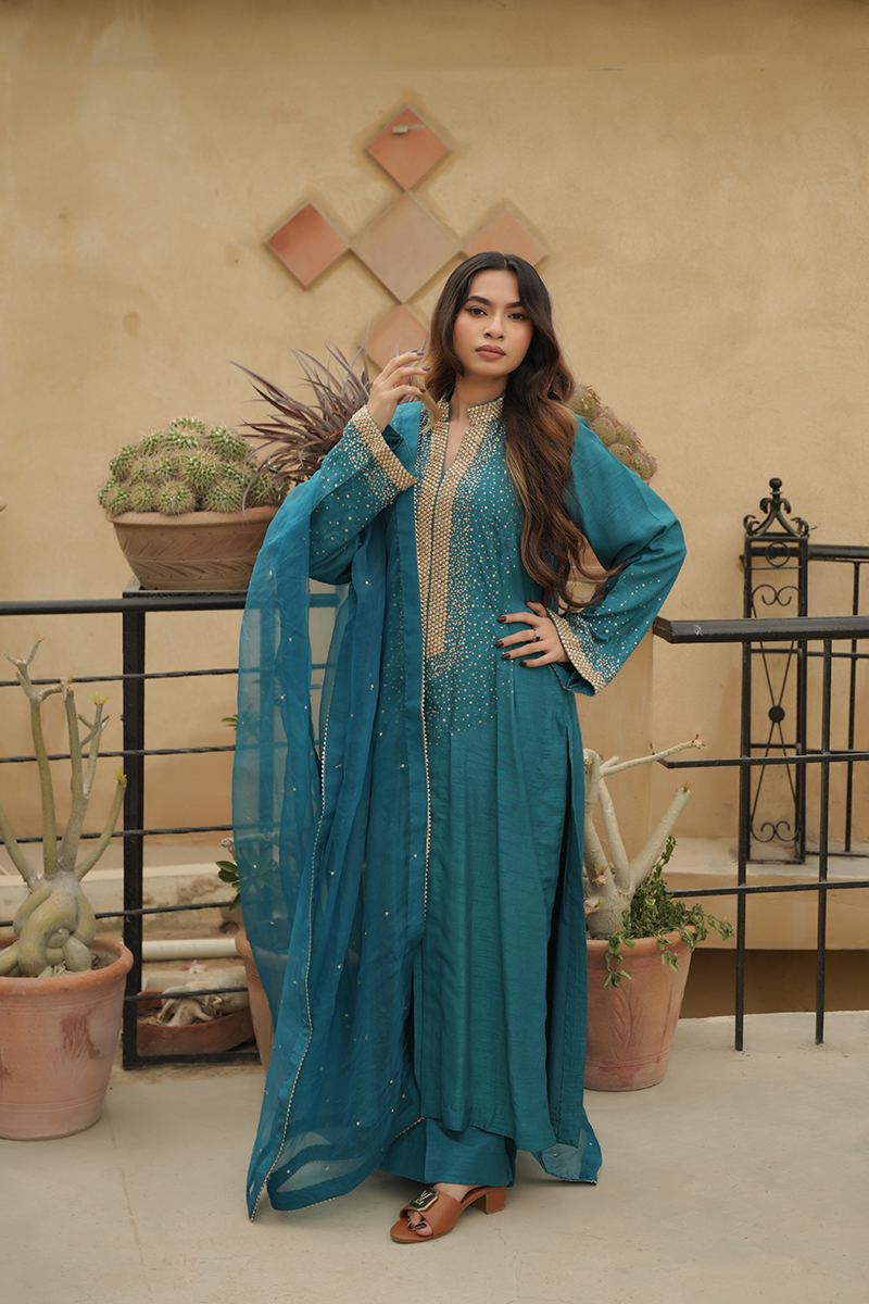Teal Starlight Kurta - Image 9