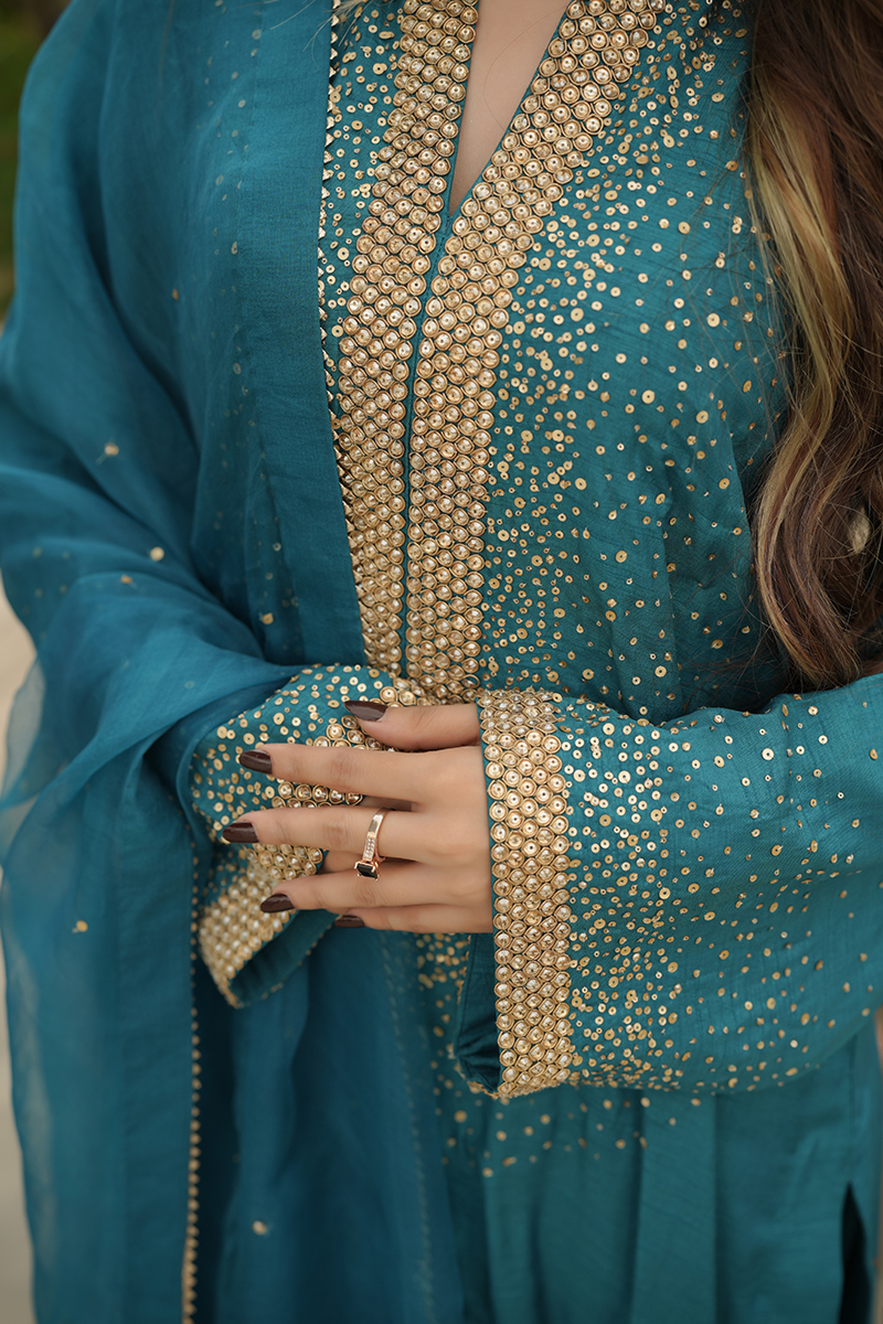 Teal Starlight Kurta - Image 4