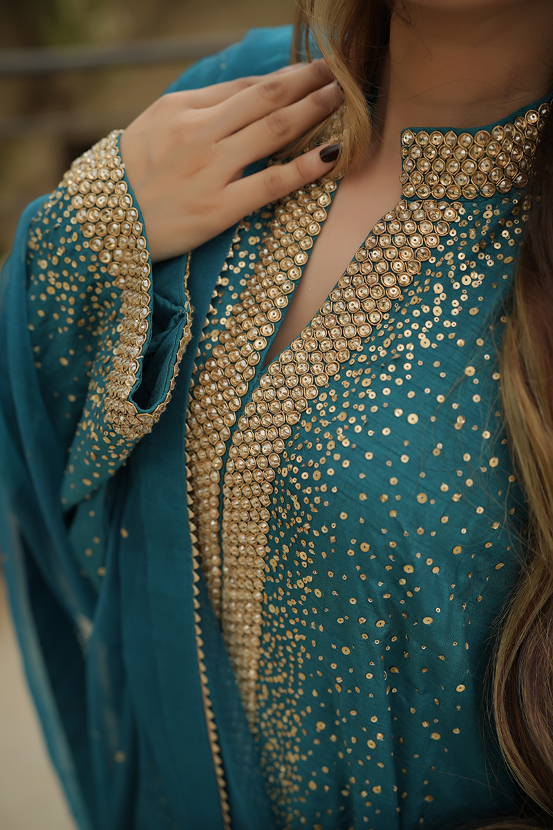 Teal Starlight Kurta - Image 3