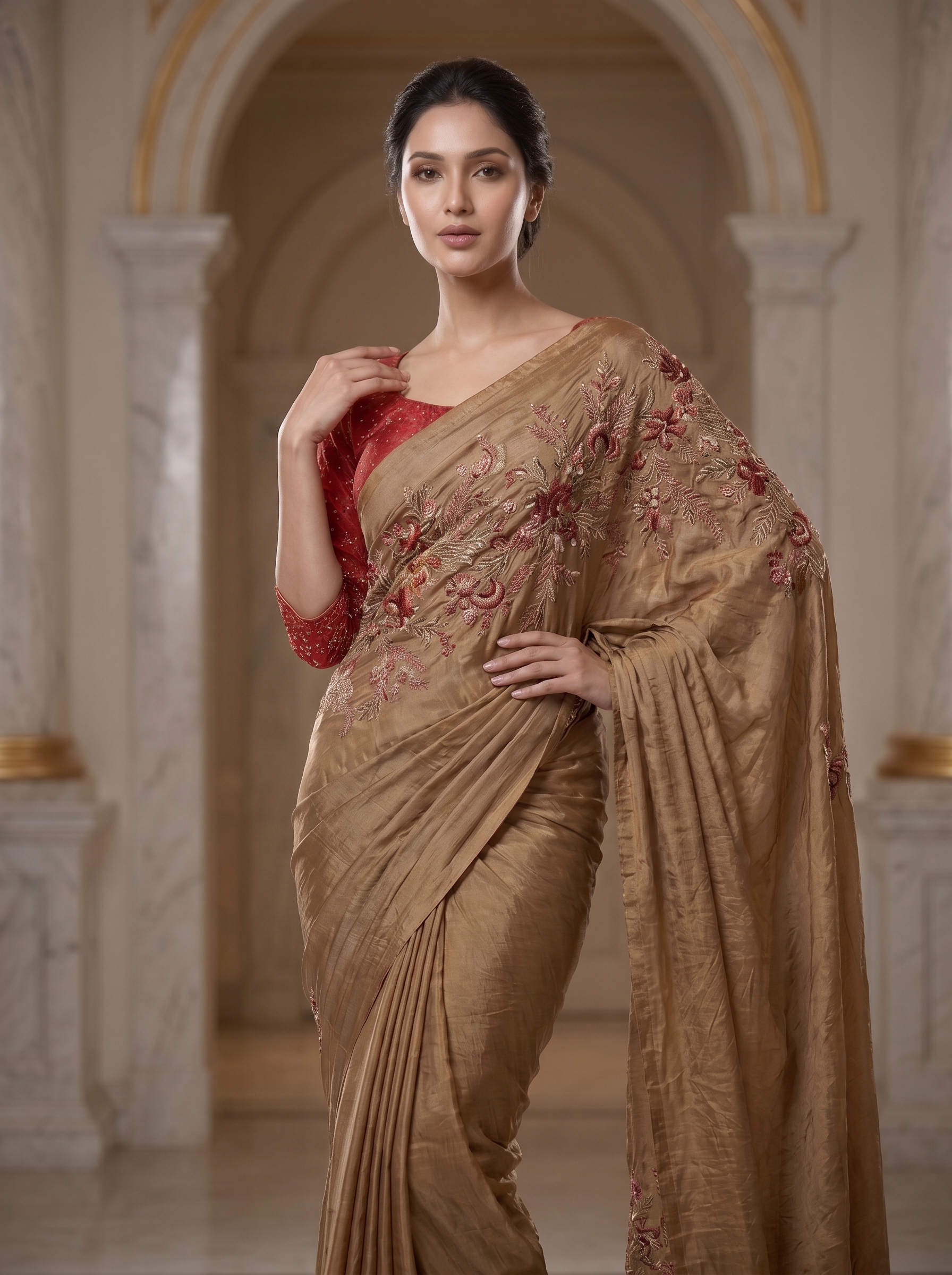 Gilded Ruby Saree - Image 5